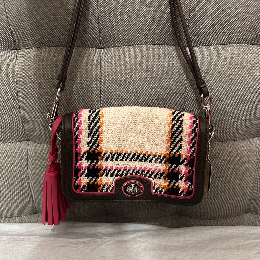 Coach Legacy Multicolor Tweed and Leather Crossbody sling Bag
